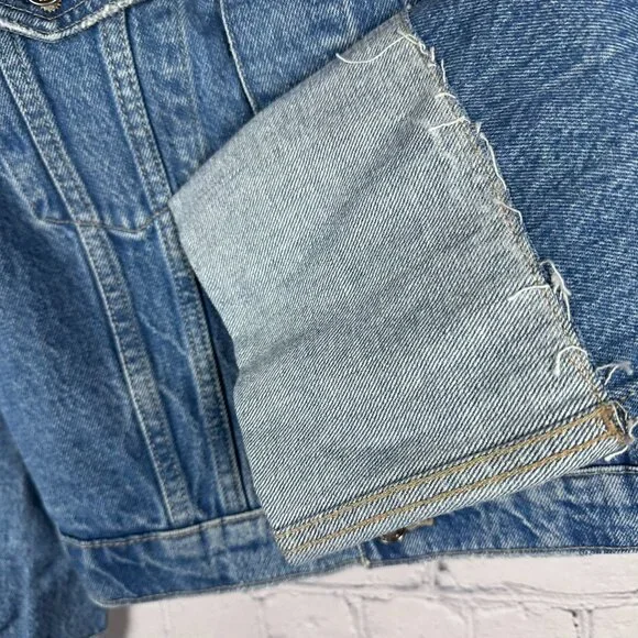 Hudson Jeans Women's Wide Cuffed Cropped Denim Jacket, Size Medium, Lt. Blue - Picture 6 of 15